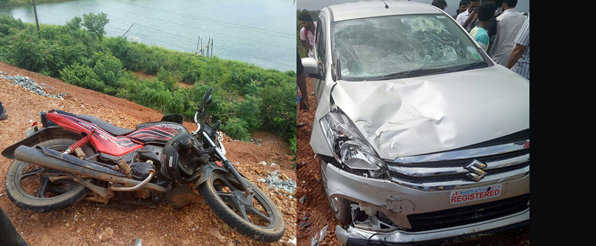 ಬೈಕ್- ಕಾರು ಢಿಕ್ಕಿ: ಪಿಡಿಒ ಸಹಿತ ಇಬ್ಬರಿಗೆ ಗಾಯ